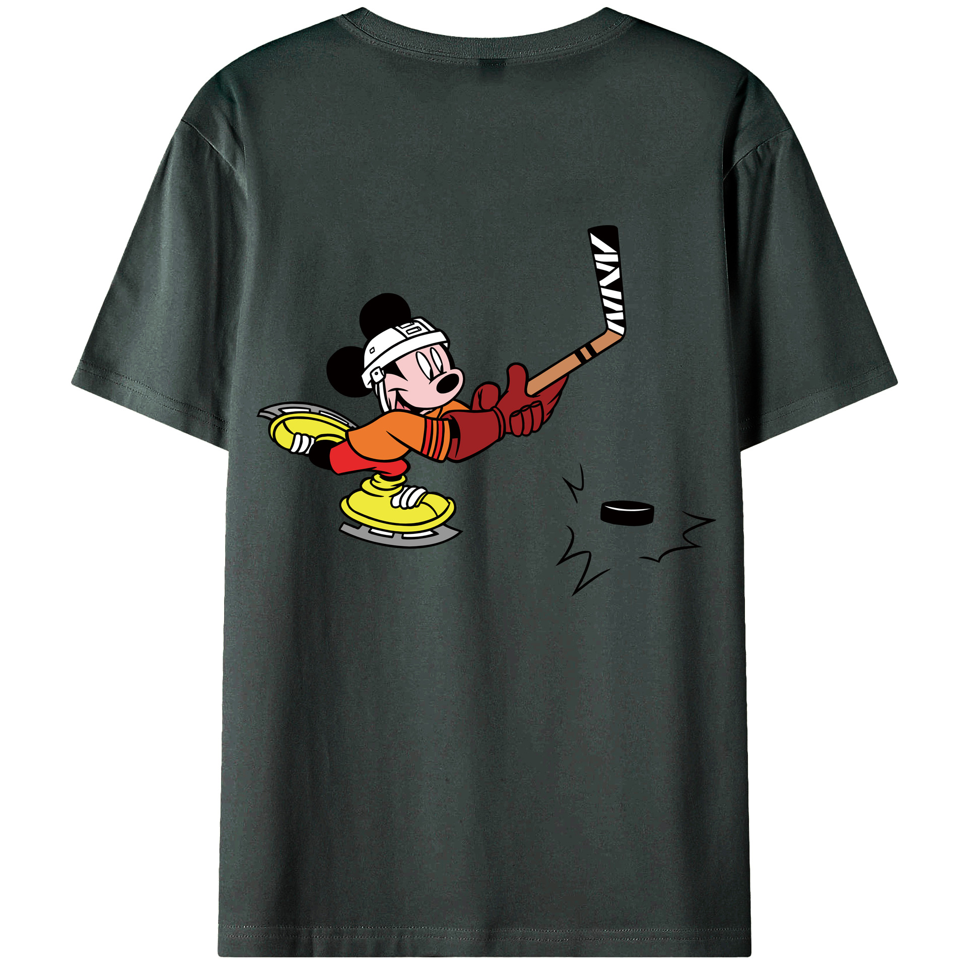 ミッキーマウス Mickey Mouse 綿100％ メンズ半袖Tシャツ（バックプリント） 通気性